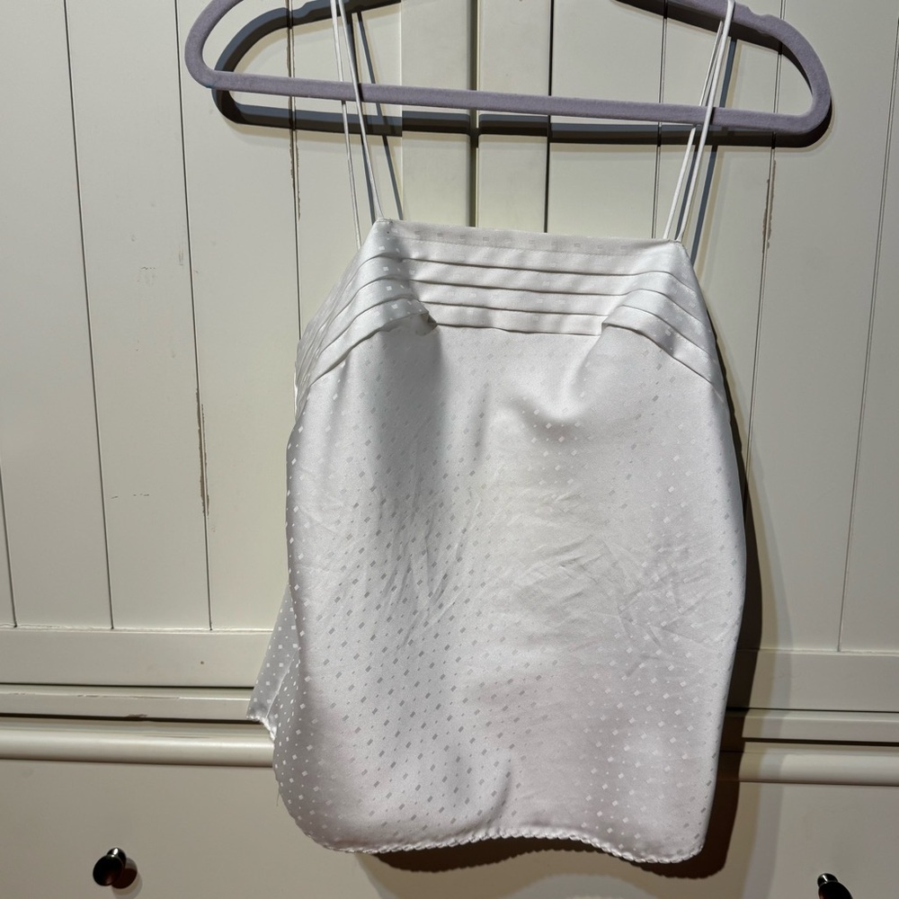 Indulge White Satin Blouse with Geometric Pattern
